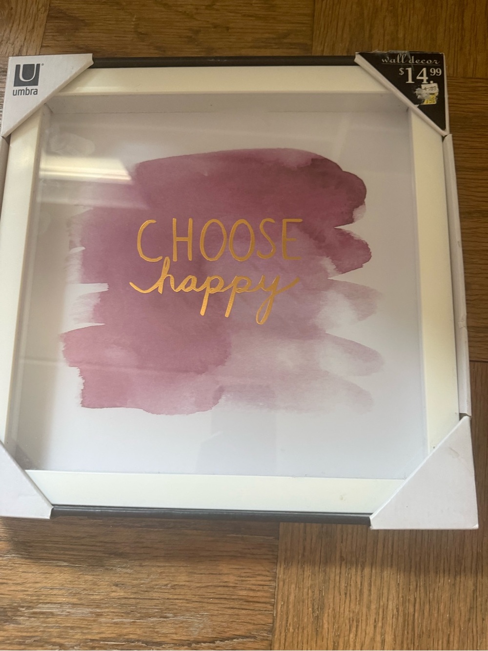 Umbra Pink & Gold 'Choose Happy' Framed Wall Art